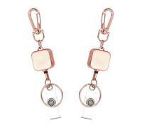 PATIKIL 2Pack Retractable Keychain, Metal Badge Reels Retractable Badge Holder Clips with Key Rings for Name Card Key Conferences Office, Rose Gold(Square)