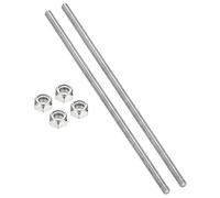 PATIKIL 2Pcs 1/4"-20x250mm Threaded Rods with Hex Nuts, 304 Stainless Steel Fully Threaded Rod Right Hand Threads with 4Pcs Nylon Insert Lock Nut for Clamps Hangers U-Bolt, Silver Tone