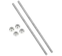 PATIKIL 2Pcs 1/4"-20x300mm Threaded Rods with Hex Nuts, 304 Stainless Steel Fully Threaded Rod Right Hand Threads with 4Pcs Nylon Insert Lock Nut for Clamps Hangers U-Bolt, Silver Tone
