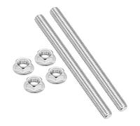 PATIKIL 2Pcs 3/8"-16x100mm Threaded Rods with Hex Nuts, 304 Stainless Steel Fully Threaded Rod Right Hand Threads with 4Pcs Flange Nut for Clamps Hangers U-Bolt, Silver Tone