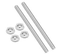 PATIKIL 2Pcs 3/8"-16x130mm Threaded Rods with Hex Nuts, 304 Stainless Steel Fully Threaded Rod Right Hand Threads with 4Pcs Flange Nut for Clamps Hangers U-Bolt, Silver Tone
