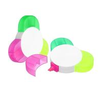 PATIKIL 2Pcs 3 Colored Highlighter Pen, Tricolor Flower Shaped Highlighter Multiple Color Cute Fun Fluorescent Assorted Colors for Class, Note-Taking, Rose Red/Yellow/Green