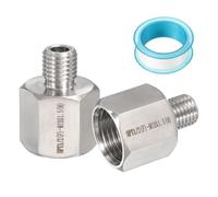 PATIKIL 2Pcs 304 Stainless Steel Forged Pipe Fitting, 1/2" NPT Female to M12x1.5 Thread Adapter Hex Pipe Fitting Adapter for Hose Line Connection Convert, Silver(1.38x1.06)