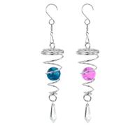 PATIKIL 2Pcs 8" Gazing Ball Spiral Tail Wind Spinners with Hanging Hook Blue/Purple