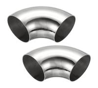 PATIKIL 2pcs 90 Degree Mandrel Bend Elbow, 70mm OD Steel Exhaust Elbow Exhaust Piping Connector 304 Stainless Steel for Exhaust Pipe Stair Handrail HVAC