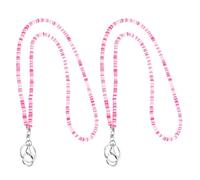 PATIKIL 2Pcs Beaded Teacher Lanyard, Cute Boho Lanyard Necklace Hanging Chain Neck Keychain with Keyring/Buckle for Cruise Ship Cards, Id Badges, Keys Women Teacher Office, Pink