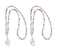 PATIKIL 2Pcs Beaded Teacher Lanyard, Cute Boho Lanyard Necklace Hanging Chain Neck Keychain with Keyring/Buckle for Cruise Ship Cards, Id Badges, Keys Women Teacher Office, Red Green White