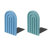 PATIKIL 2Pcs Boho Arch Bookends, Non-Skid Wood Book Ends Rainbow Wooden for Shelves Book Stopper Stand Cute for Holding Books Movie Home Office Library Decorative, Sky Blue/Light Blue