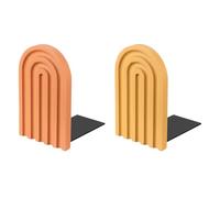 PATIKIL 2Pcs Boho Arch Bookends, Non-Skid Wood Book Ends Rainbow Wooden for Shelves Book Stopper Stand Cute for Holding Books Movie Home Office Library Decorative, Light Orange/Yellow