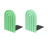 PATIKIL 2Pcs Boho Arch Bookends, Non-Skid Wood Book Ends Rainbow Wooden for Shelves Book Stopper Stand Cute for Holding Books Movie Home Office Library Decorative, Cyan/Green