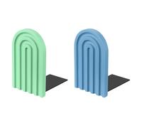 PATIKIL 2Pcs Boho Arch Bookends, Non-Skid Wood Book Ends Rainbow Wooden for Shelves Book Stopper Stand Cute for Holding Books Movie Home Office Library Decorative, Sky Blue/Cyan