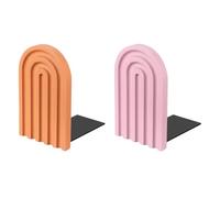 PATIKIL 2Pcs Boho Arch Bookends, Non-Skid Wood Book Ends Rainbow Wooden for Shelves Book Stopper Stand Cute for Holding Books Movie Home Office Library Decorative, Light Orange/Pink