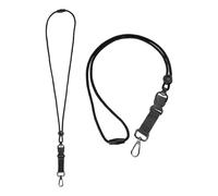 PATIKIL 2Pcs Breakaway Lanyard for ID Badges, Heavy Duty Neck Key Lanyard with Safety Adjustable Buckle and Metal Clip Detachable Round Cord Keychain for Card Key Badge, Black