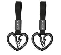PATIKIL 2Pcs Broken Heart Shaped Car Handle Straps, Car Hanging Accessories Bumper Warning Ring Drift Charm for Auto Decor Interior Exterior Decoration, Black