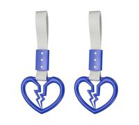 PATIKIL 2Pcs Broken Heart Shaped Car Handle Straps, Car Hanging Accessories Bumper Warning Ring Drift Charm for Auto Bus Decor Interior Exterior Decoration, Blue