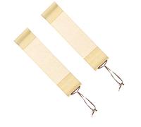 PATIKIL 2Pcs Brown Silk Half Raw Ripe Xuan Paper 10x4 Inch Mini Hanging Scrolls for Art Painting Home Decor