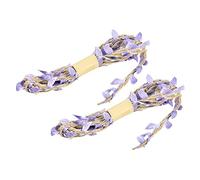 PATIKIL 2Pcs Burlap Leaf Ribbon, 6.6ft x 0.2in Light Purple Jute Rope Twine with Artificial Leaves, Natural Decoration for Home, Garden, Wedding, Party
