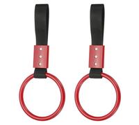 PATIKIL 2Pcs Circle Shaped Shaped Car Handle Straps, Car Hanging Accessories Bumper Warning Ring Drift Charm for Auto Bus Decor Interior Exterior Decoration, Red