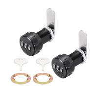 PATIKIL 2PCS Combination Cabinet Lock, 1-1/8Inch 3-Digit Keyless Metal Drawer Small Round Head Locks with for Kitchen Cabinet Closet Cupboard Locker Wooden Door, Black