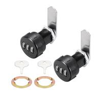 PATIKIL 2PCS Combination Cabinet Lock, 1Inch 3-Digit Keyless Metal Drawer Small Round Head Locks with for Kitchen Cabinet Closet Cupboard Locker Wooden Door, Black