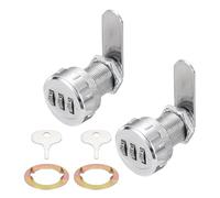 PATIKIL 2PCS Combination Cabinet Lock, 1Inch 3-Digit Keyless Metal Drawer Small Round Head Locks with for Kitchen Cabinet Closet Cupboard Locker Wooden Door, Silver