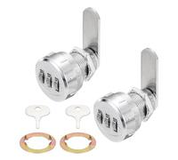 PATIKIL 2PCS Combination Cabinet Lock, 3/4Inch 3-Digit Keyless Metal Drawer Small Round Head Locks with for Kitchen Cabinet Closet Cupboard Locker Wooden Door, Silver