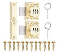 PATIKIL 2Pcs Combination Cabinet Lock, 3-Digit Password Cabinet Safety Lock Zinc Alloy Mechanical Keyless Password Door Latch with Screws for Drawer Cupboard,Gold