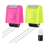 PATIKIL 2Pcs Dashed Handwriting Lines Practice Roller Stamp, Self Inking Line Rolling Stamps Sentence Strips Handwriting Practice for Teachers Classroom Office Home, Pink/Green