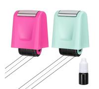 PATIKIL 2Pcs Dashed Handwriting Lines Practice Roller Stamp, Self Inking Line Rolling Stamps Sentence Strips Handwriting Practice for Teachers Classroom Office Home, Pink/Light Sky Blue