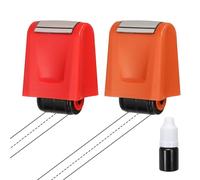 PATIKIL 2Pcs Dashed Handwriting Lines Practice Roller Stamp, Self Inking Line Rolling Stamps Sentence Strips Handwriting Practice for Teachers Classroom Office Home, Red/Orange