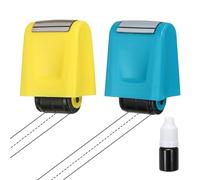 PATIKIL 2Pcs Dashed Handwriting Lines Practice Roller Stamp, Self Inking Line Rolling Stamps Sentence Strips Handwriting Practice for Teachers Classroom Office Home, Yellow/Blue