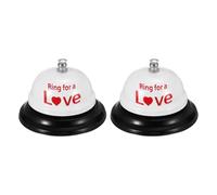 PATIKIL 2Pcs Desk Bell, 3.3" Front Desk Service Call Bell Metal Ringing Loud Clear Reception Counter Bar Ring for Restaurant Hotel Game Classroom Dinner Pet Dog Training(LOVE, White)