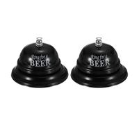 PATIKIL 2Pcs Desk Bell, 3.3" Front Desk Service Call Bell Metal Ringing Loud Clear Reception Counter Bar Ring for Restaurant Hotel Game Classroom Dinner Pet Dog Training(BEER, Black)