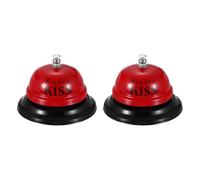 PATIKIL 2Pcs Desk Bell, 3.3" Front Desk Service Call Bell Metal Ringing Loud Clear Reception Counter Bar Ring for Restaurant Hotel Game Classroom Dinner Pet Dog Training(KISS, Bright Red)
