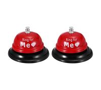PATIKIL 2Pcs Desk Bell, 3.3" Front Desk Service Call Bell Metal Ringing Loud Clear Reception Counter Bar Ring for Restaurant Hotel Game Classroom Dinner Pet Dog Training(ME, Bright Red)