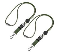 PATIKIL 2Pcs Durable Round Cord Lanyard, Adjustable Long Keychain Neck Lanyard Keychains Holder with Detachable Buckle for Card Key ID Badge Holder, Dark Green