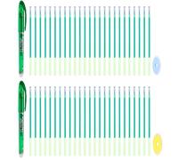 PATIKIL 2Pcs Erasable Gel Pens with 50 Refills & 2 Erasers, 0.5mm Heat Erasable Pens for Fabric Green Ink Fabric Marking Pen for Sewing Quilting Planner Writing