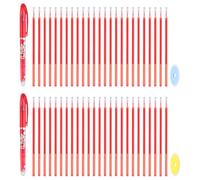 PATIKIL 2Pcs Erasable Gel Pens with 50 Refills & 2 Erasers, 0.5mm Heat Erasable Pens for Fabric Red Ink Fabric Marking Pen for Sewing Quilting Planner Writing