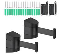 PATIKIL 2Pcs Fixed Wall Mount Retractable Belt Barrier, 16.4 Ft Crowd Control Barrier for Retail Store Stadium, Black Case with Black Retractable Caution Belt