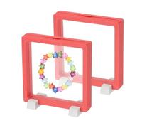 PATIKIL 2Pcs Floating Display Case, 4.3 Inch Plastic Challenge Coin Display Stand Holder Frames Transparent PE Jewelry Storage Box for Necklace Medal Medallion Stamps, Red/White