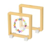 PATIKIL 2Pcs Floating Display Case, 4.3 Inch Plastic Challenge Coin Display Stand Holder Frames Transparent PE Jewelry Storage Box for Necklace Medal Medallion Stamps, Light Yellow/White
