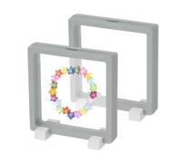 PATIKIL 2Pcs Floating Display Case, 4.3 Inch Plastic Challenge Coin Display Stand Holder Frames Transparent PE Jewelry Storage Box for Necklace Medal Medallion Stamps, Grey/White