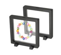 PATIKIL 2Pcs Floating Display Case, 5.5 Inch Plastic Challenge Coin Display Stand Holder Frames Transparent PE Jewelry Storage Box for Necklace Medal Medallion Stamps, Black