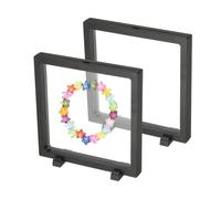 PATIKIL 2Pcs Floating Display Case, 7.1 Inch Plastic Challenge Coin Display Stand Holder Frames Transparent PE Jewelry Storage Box for Necklace Medal Medallion Stamps, Black