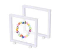 PATIKIL 2Pcs Floating Display Case, 7.1 Inch Plastic Challenge Coin Display Stand Holder Frames Transparent PE Jewelry Storage Box for Necklace Medal Medallion Stamps, White