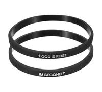PATIKIL 2Pcs G.O.D IS FIRST, I AM SECOND Silicone Wristbands, Personalized Bands with Text Rubber Bracelets for Fitness Workouts Exercise, Black