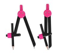 PATIKIL 2Pcs Geometry Compass, Geometric Compass with Pencil for Drawing Drafting Math Circle Marking Classroom Study Art Craft DIY Project Home Office, Rose Red