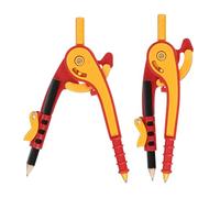 PATIKIL 2Pcs Geometry Compass, Geometric Compass with Pencil for Drawing Drafting Math Circle Marking Classroom Study Art Craft DIY Project Home Office, Red Yellow
