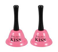 PATIKIL 2Pcs Hand Bell, 3" Small Service Call Bell for Restaurant(KISS, Pink)