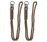 PATIKIL 2Pcs Heavy Duty Braided Lanyard Keychains, Paracord Lanyard Rope Necklace with USA Flag Buckle and Key Ring for Camping Hiking Outdoor Activities Key Chain, Brown